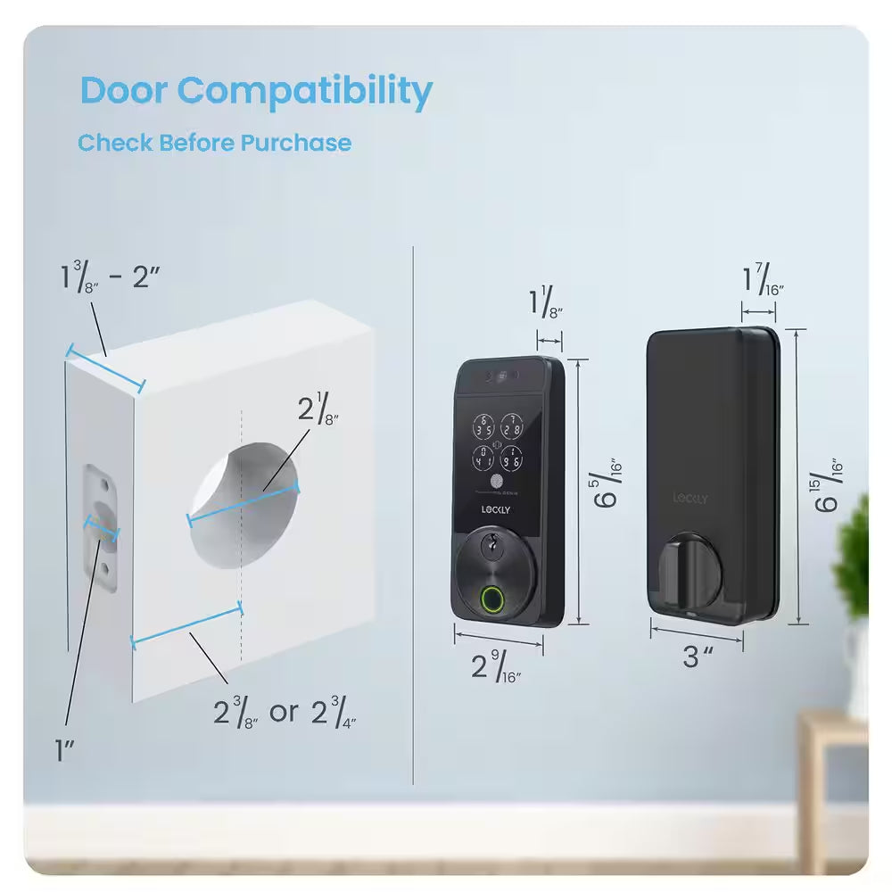 Visage Facial Recognition Zeno Matte Black Deadbolt Wi-Fi Smart Lock, Home Key, Fingerprint, Keypad, Siri/Alexa/Google
