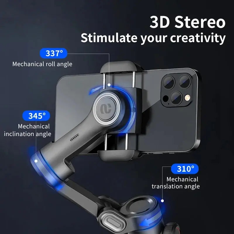 3-Axis Handheld Gimbal Stabilizer Smartxe for Smartphone for Iphone Android AI Face Tracking Tiktok Vlog