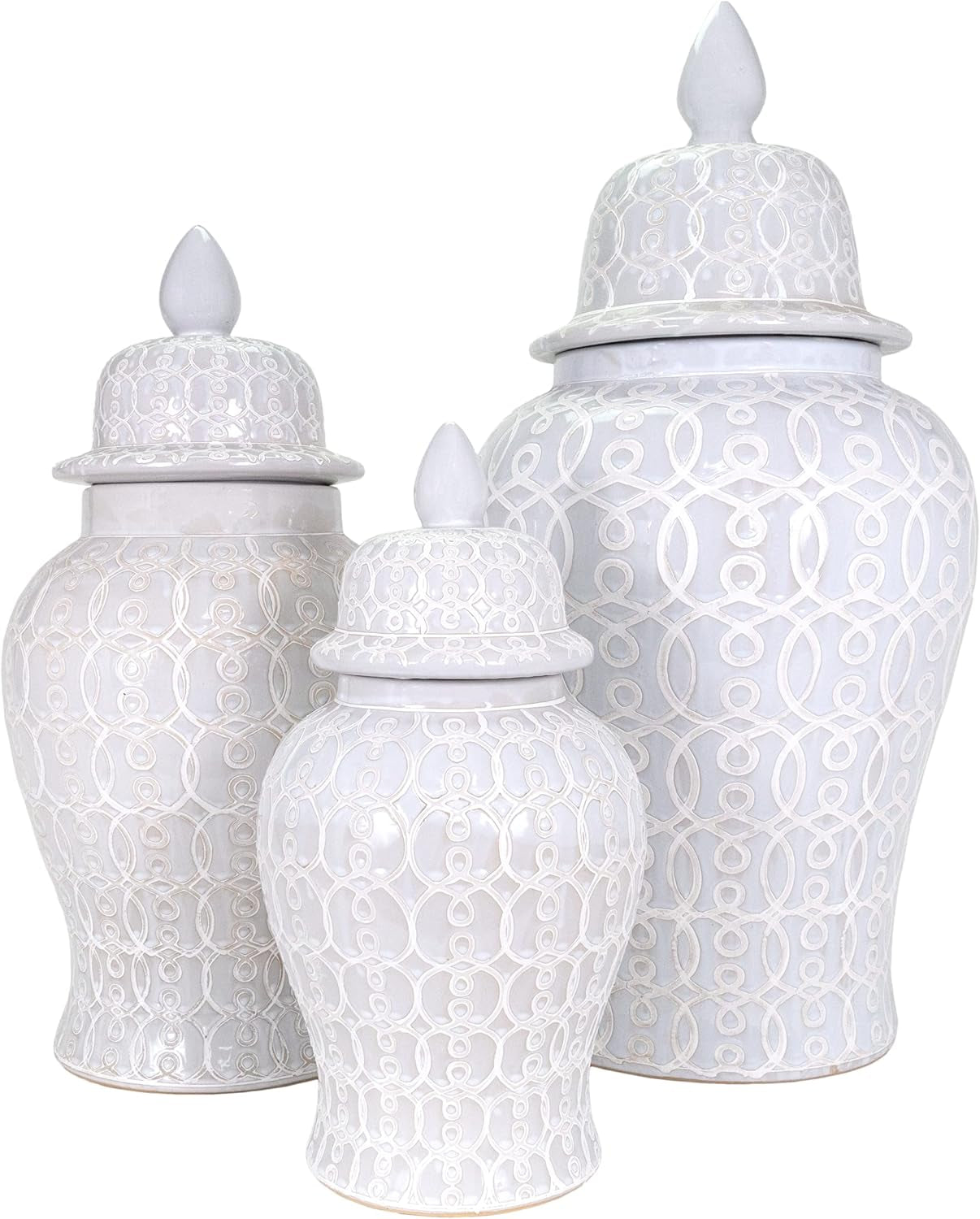 Hand Crafted and Hand Painted Ellery Jar, Multi-Tonal Shades of Cream, Taupe, & Gray