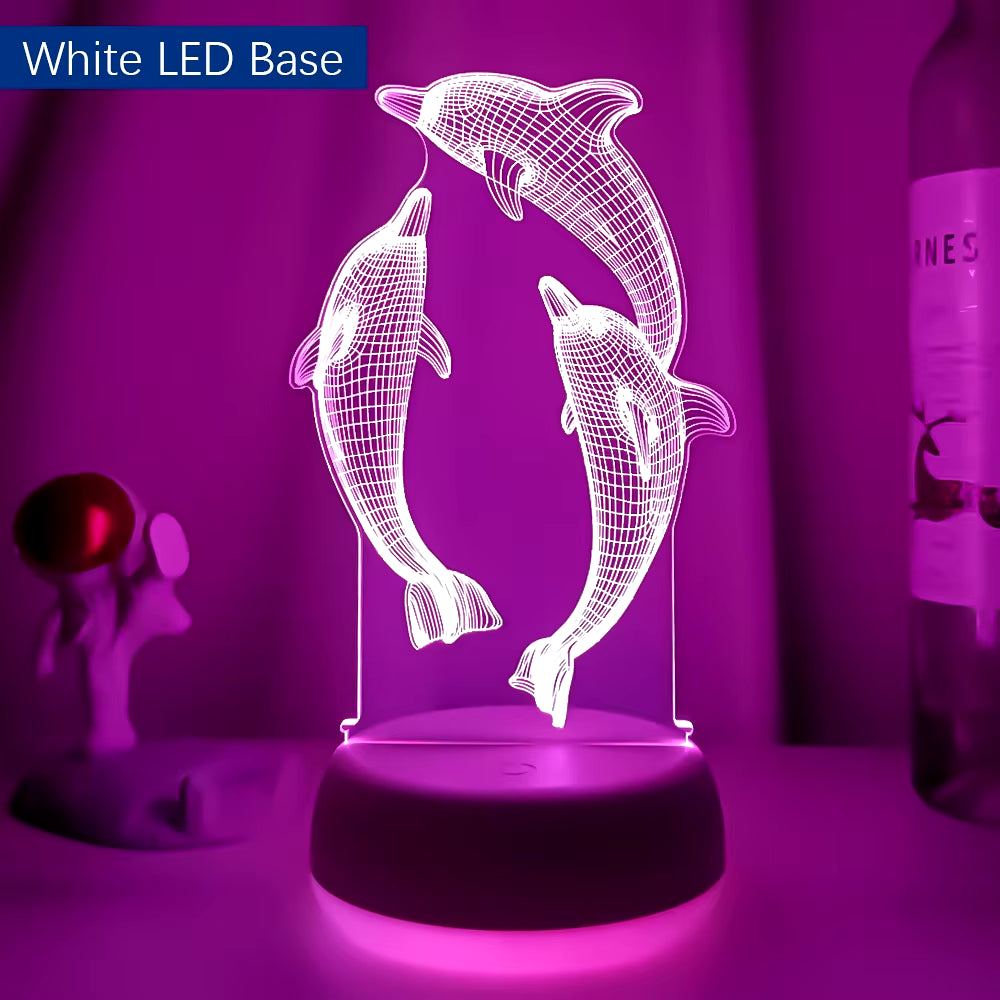 Remote / Touch Control 3D LED Night Light LED Table Desk Lamp Dolphin LED Night Lights Color Change 3D LED Light for Kids Gifts