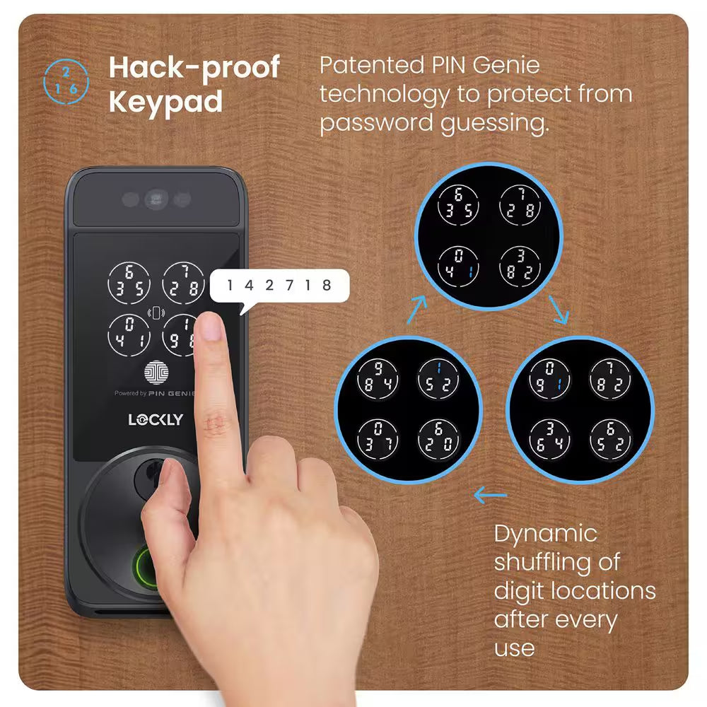 Visage Facial Recognition Zeno Matte Black Deadbolt Wi-Fi Smart Lock, Home Key, Fingerprint, Keypad, Siri/Alexa/Google