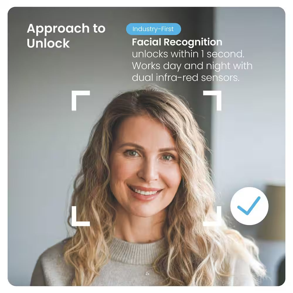 Visage Facial Recognition Zeno Matte Black Deadbolt Wi-Fi Smart Lock, Home Key, Fingerprint, Keypad, Siri/Alexa/Google