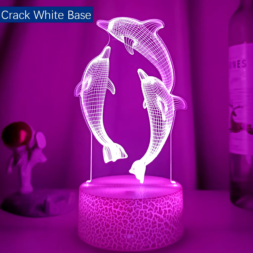 Remote / Touch Control 3D LED Night Light LED Table Desk Lamp Dolphin LED Night Lights Color Change 3D LED Light for Kids Gifts