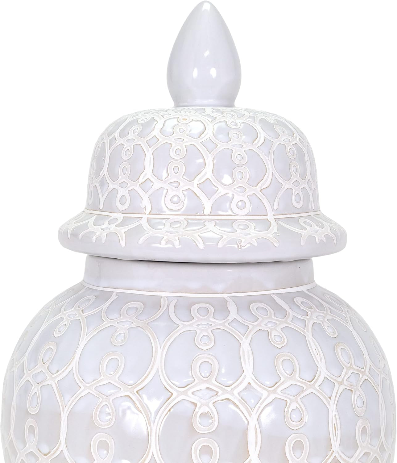 Hand Crafted and Hand Painted Ellery Jar, Multi-Tonal Shades of Cream, Taupe, & Gray